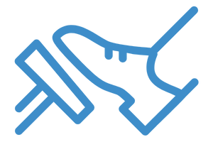 blue icon of foot pressing car brake